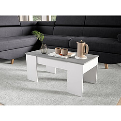 Acheter Usinestreet Table basse GOTHAM avec plateau relevable et rangement - Couleur - Blanc / Béton