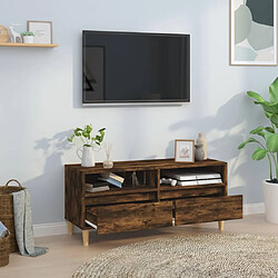 Avis Maison Chic Meuble TV scandinave - Banc TV pour salon chêne fumé 100x34,5x44,5 cm bois d'ingénierie -MN53970