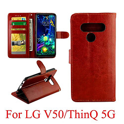 Wewoo Housse Coque Pour LG V50 / ThinQ 5G Etui à rabat horizontal en texture Crazy Horse avec porte-carte et emplacements de cartes & Portefeuille et cadre photo Marron