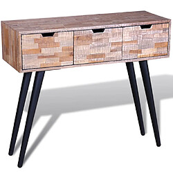 vidaXL Table console avec 3 tiroirs Bois de teck recyclé