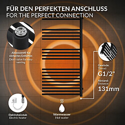 Acheter LuxeBath Radiateur mural porte-serviette 500x1200 mm noir mat acier thermoplongeur 900W