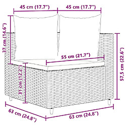 vidaXL Salon de jardin 10 pcs avec coussins marron résine tressée pas cher