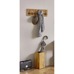 Pegane Garderobe murale, Patère murale en bois massif coloris chêne et métal noir -longueur 60 x profondeur 10 x hauteur 20 cm pas cher