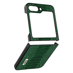 Coque pour Samsung Z Flip 5 Hybride Cuir Motif Serpent Abeel vert foncé