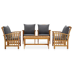 Maison Chic Salon de jardin 5 pcs + coussins - Mobilier/Meubles de jardin - Table et chaises d'extérieur Bois d'acacia solide -MN20001