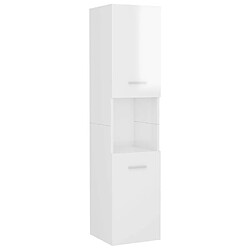 Maison Chic Armoire de salle de bain,Meuble de rangement,Meuble haut Blanc brillant 30x30x130 cm Aggloméré -GKD629866