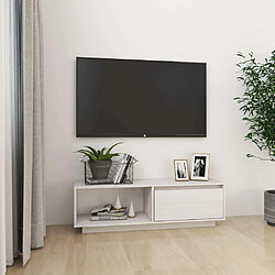 Maison Chic Meuble TV scandinave - Banc TV pour salon Blanc 110x30x33,5 cm Bois de pin massif -MN77555