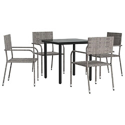 vidaXL Ensemble à manger de jardin 5pcs gris/noir résine tressée/acier