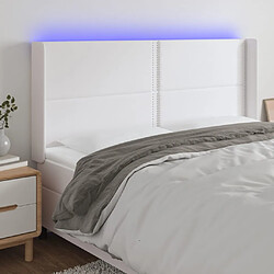 vidaXL Tête de lit à LED Blanc 203x16x118/128 cm Similicuir