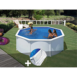 Kit piscine acier blanc Gré Fidji ronde 3,20 x 1,22 m + Tapis de sol