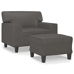 vidaXL Fauteuil avec repose-pied Gris 60 cm Similicuir