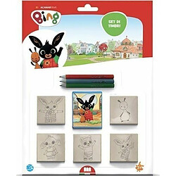 Multiprint Blister 5 Timbres Enfants Bing, 100% Made in Italy, Tampons Enfants Personnalisés, en Bois et Caoutchouc Naturel, Encre Lavable Non Toxique, Idée Cadeau, Art.05987