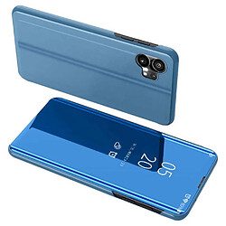 Htdmobiles Housse pour Nothing Phone 1 - etui portefeuille miroir clear view + film ecran - BLEU