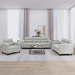 Maison Chic Ensemble de canapés 3 pcs coussins, Canapé droit Sofa pour Salon gris clair tissu microfibre -GKD327563