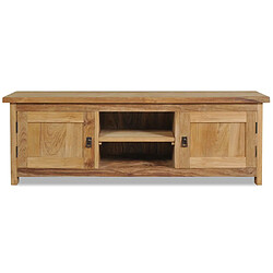 Helloshop26 Meuble télé buffet tv télévision design pratique teck massif 120 cm marron 2502021