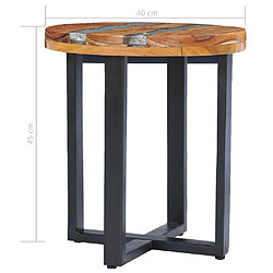 vidaXL Table basse 40x45 cm Bois de teck massif et polyrésine pas cher