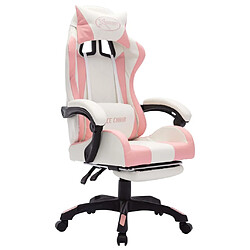 Avis Maison Chic Fauteuil de jeux vidéo avec LED,Fauteuil Gamer du Bureau RVB Rose et blanc Similicuir -MN60168