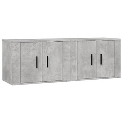 Maison Chic Lot de 2 Meubles TV muraux Banc TV suspendus pour salon gris béton 57x34,5x40 cm -MN79911