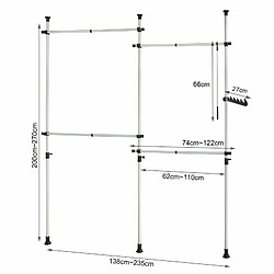 Avis SoBuy KLS03 Garde-Robe Penderie Télescopique 4 Barres Portant de Vêtement