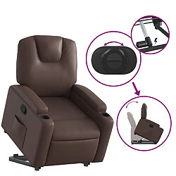 Maison Chic Fauteuil Relax pour salon, Fauteuil inclinable marron similicuir -GKD20093 pas cher