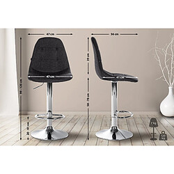 Avis Decoshop26 Tabouret de bar x1 avec repose-pieds hauteur réglable pivotant assise en tissu noir cadre métallique chromé 10_0004847