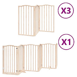 vidaXL Barrière pour chien porte pliable 15 panneaux bois de peuplier