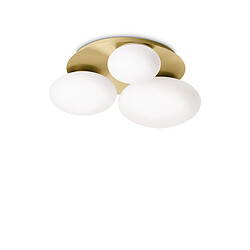 Ideal Lux Plafonnier rond à 3 lumières DecoratiGlass Laiton