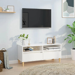 Maison Chic Meuble TV scandinave - Banc TV pour salon blanc brillant 100x34,5x44,5 cm bois d'ingénierie -MN56488