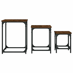 Maison Chic Lot de 3 Tables basses gigognes pour salon | Table à café chêne marron bois d'ingénierie -GKD63037 pas cher