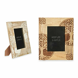 Gift Decor Cadre photo Blanc Marron Bois de manguier Arbre de vie 22,3 x 28 x 1,5 cm (6 Unités)