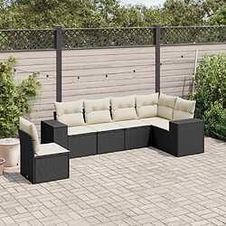 Maison Chic Salon de jardin 6 pcs avec coussins | Ensemble de Table et chaises | Mobilier d'Extérieur noir résine tressée -GKD83636