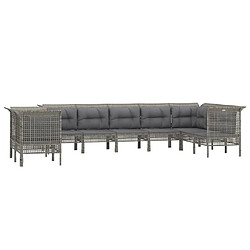 Avis Maison Chic Salon de jardin 9 pcs + coussins - Mobilier/Meubles de jardin - Table et chaises d'extérieur Gris Résine tressée -MN14419