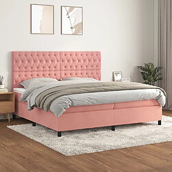 Maison Chic Lit Adulte - Lit simple Lit à sommier tapissier avec matelas moelleux - Meuble de Chambre - Rose 200x200 cm Velours -MN70420