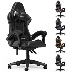 RATTANTREE Chaise de Gaming, fauteuil gaming, avec Lombaire&Appui-Tête Appui, chaise gamer, Ergonomique PU Cuir Chaise Bureau, fauteuil gamer, chaise bureau gaming, Dossier Inclinable à 155, Noir