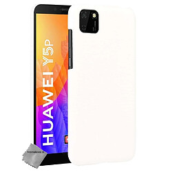 Htdmobiles Coque rigide simili cuir crocodile pour Huawei Y5p + film ecran - BLANC