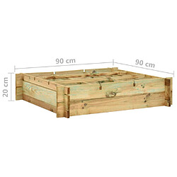 vidaXL Lit surélevé 90 x 90 x 20 cm Bois imprégné pas cher