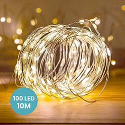 SkyLantern Guirlande Micro LED 10M Argent 100 LEDs Blanc Chaud 