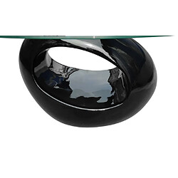 Acheter Maison Chic Table basse pour salon | Table à café avec dessus de table en verre ovale Noir brillant -GKD87836