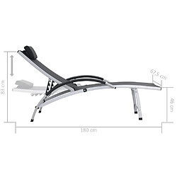 vidaXL Chaise longue aluminium et textilène noir pas cher