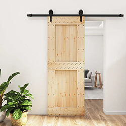 vidaXL Porte coulissante et kit de quincaillerie 80x210 cm pin massif