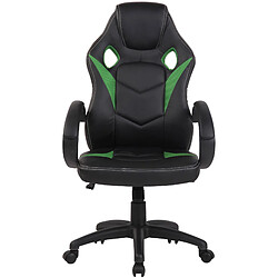 Decoshop26 Fauteuil de bureau chaise gaming forme ergonomique en PVC vert et plastique 10_0002759