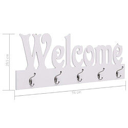 vidaXL Porte-manteau mural WELCOME Blanc 74x29,5 cm pas cher