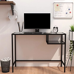 vidaXL Bureau d'ordinateur Marbre noir 100x36x74 cm Verre trempé