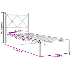 Vidaxl Cadre de lit métal avec tête de lit noir 80x200 cm pas cher