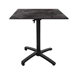 Restootab Table pliable pour terrasse en Compact HPL décor dark 70x70