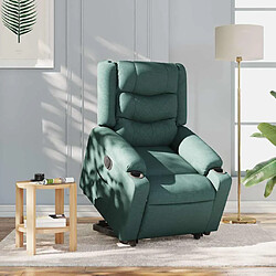 vidaXL Fauteuil inclinable électrique vert foncé tissu