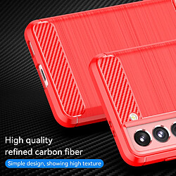 Coque en TPU anti-rayures, texture fibre de carbone, surface brossée rouge pour votre Samsung Galaxy S21 5G