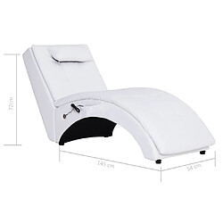 vidaXL Chaise longue de massage avec oreiller Blanc Similicuir pas cher