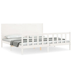 Maison Chic Lit adulte - Cadre Structure de lit avec tête de lit Contemporain blanc 200x200 cm bois massif -MN78996