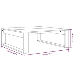 vidaXL Table basse Chêne fumé 100x100x35 cm Bois d'ingénierie pas cher